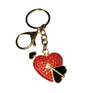 Red Heart Keychain with Gold and Black Accents
